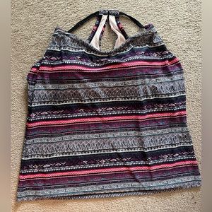 Women’s Striped Racerback Tankini Top - Kona Sol Multi Colored Size XL EUC